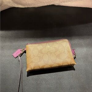 Coach Tan and Purple Wristlet